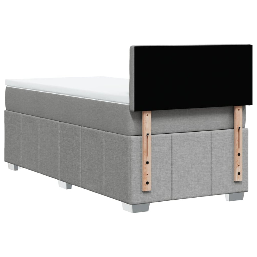 Boxspring met matras stof lichtgrijs 90x200 cm