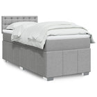 Box spring with mattress fabric light gray 90x200 cm