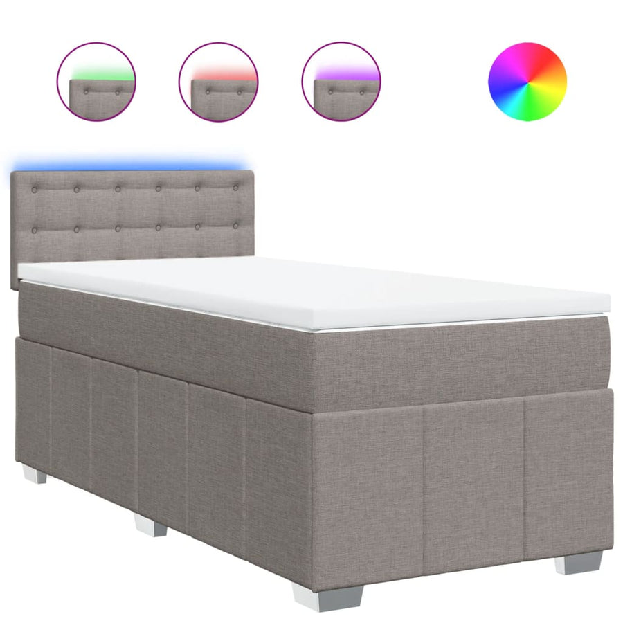 Boxspring met matras stof taupe 90x200 cm