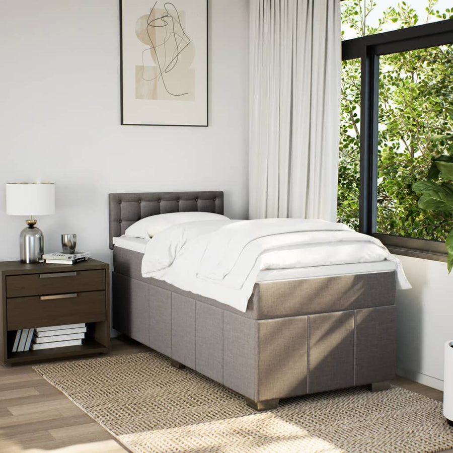 Boxspring met matras stof taupe 90x200 cm