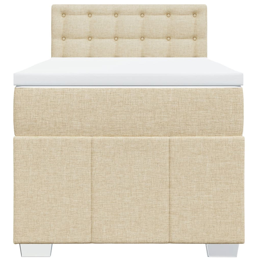 Boxspring met matras stof crèmekleurig 90x200 cm