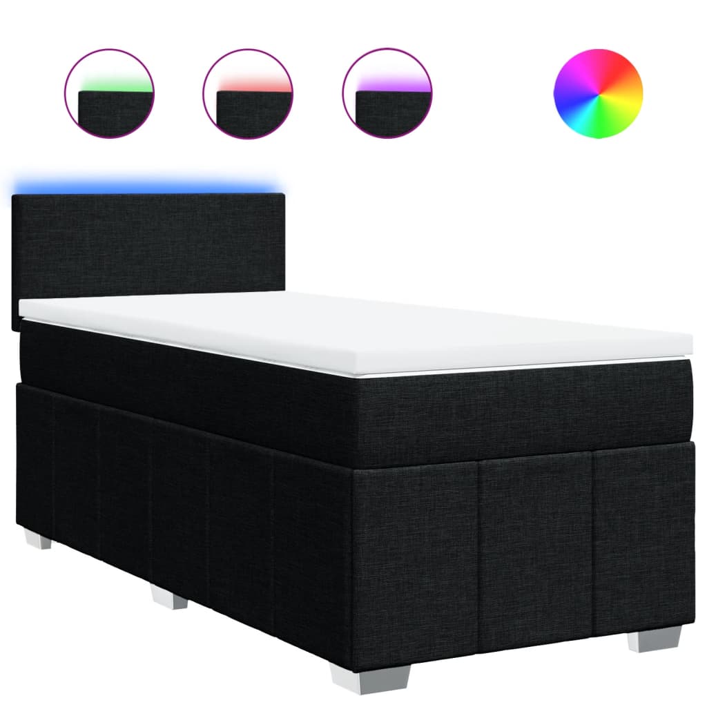 Boxspring met matras stof zwart 100x200 cm