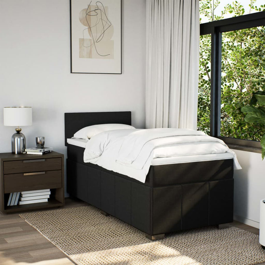 Boxspring met matras stof zwart 100x200 cm