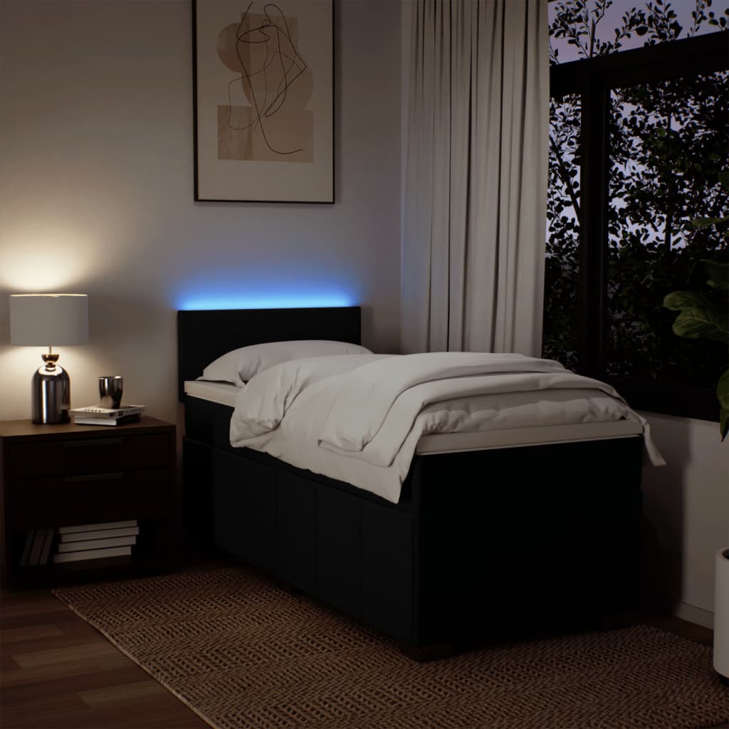 Boxspring met matras stof zwart 100x200 cm