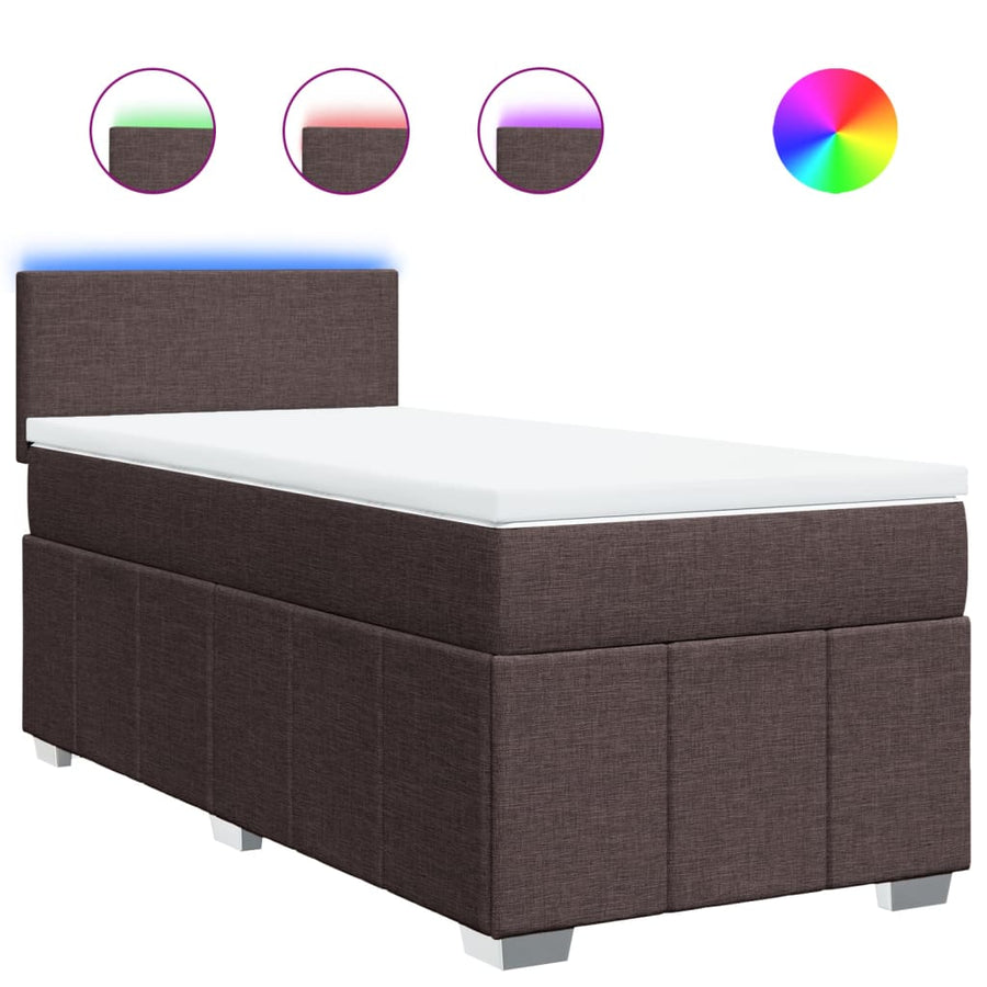 Boxspring met matras stof donkerbruin 100x200 cm