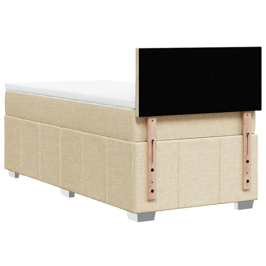 Boxspring met matras stof crèmekleurig 100x200 cm
