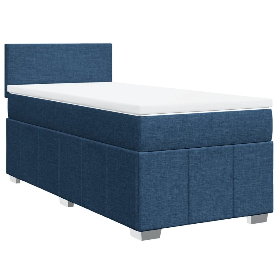 Boxspring met matras stof blauw 100x200 cm