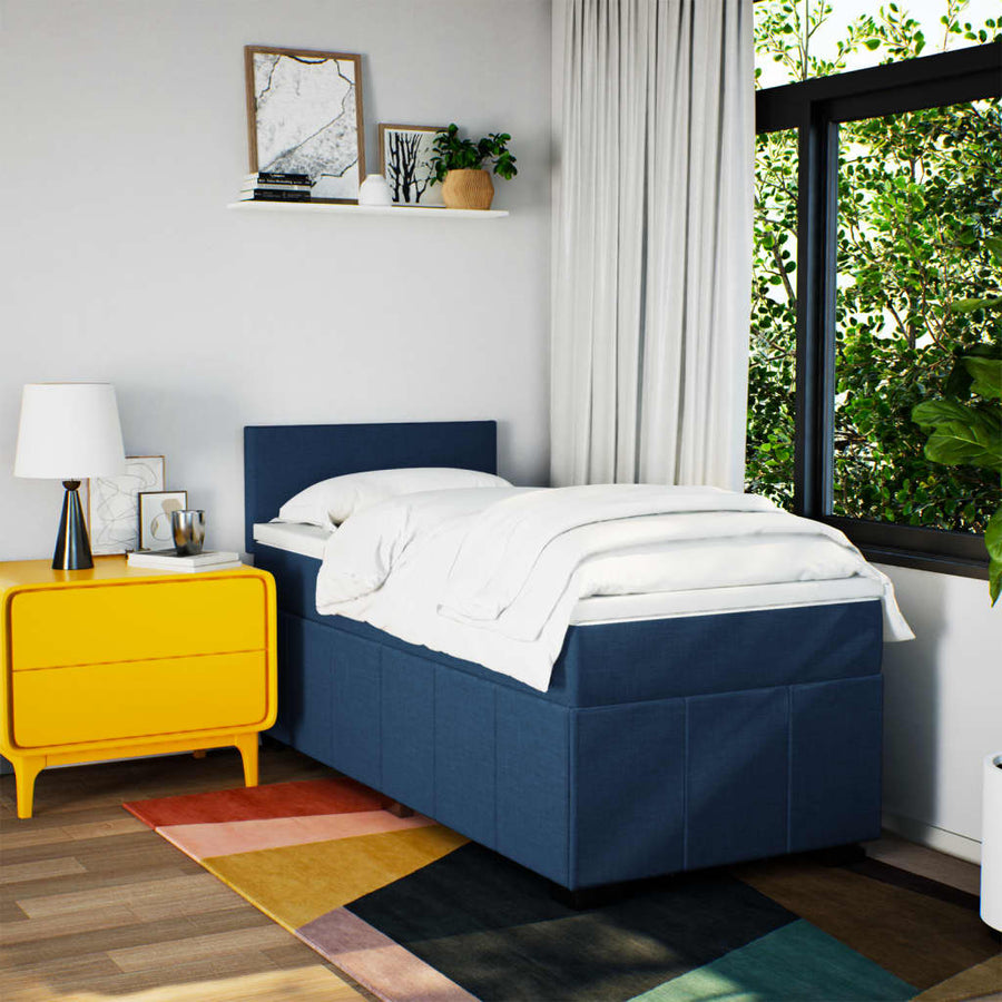 Boxspring met matras stof blauw 100x200 cm