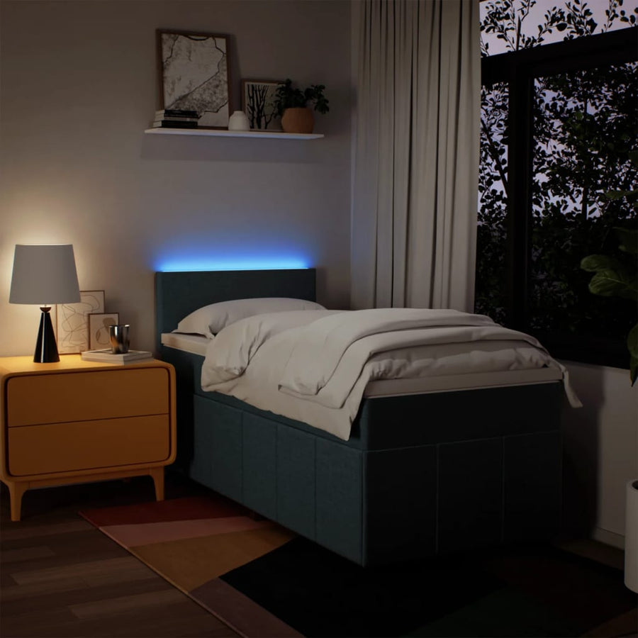 Boxspring met matras stof blauw 100x200 cm