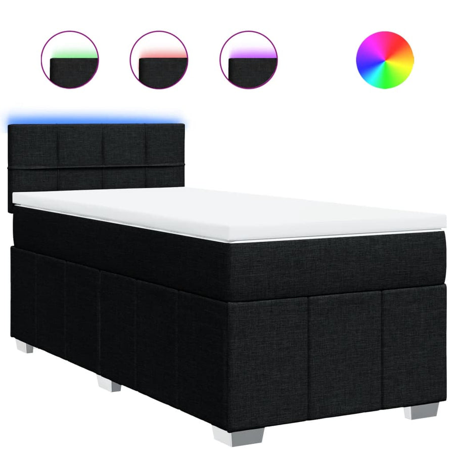 Boxspring met matras stof zwart 100x200 cm