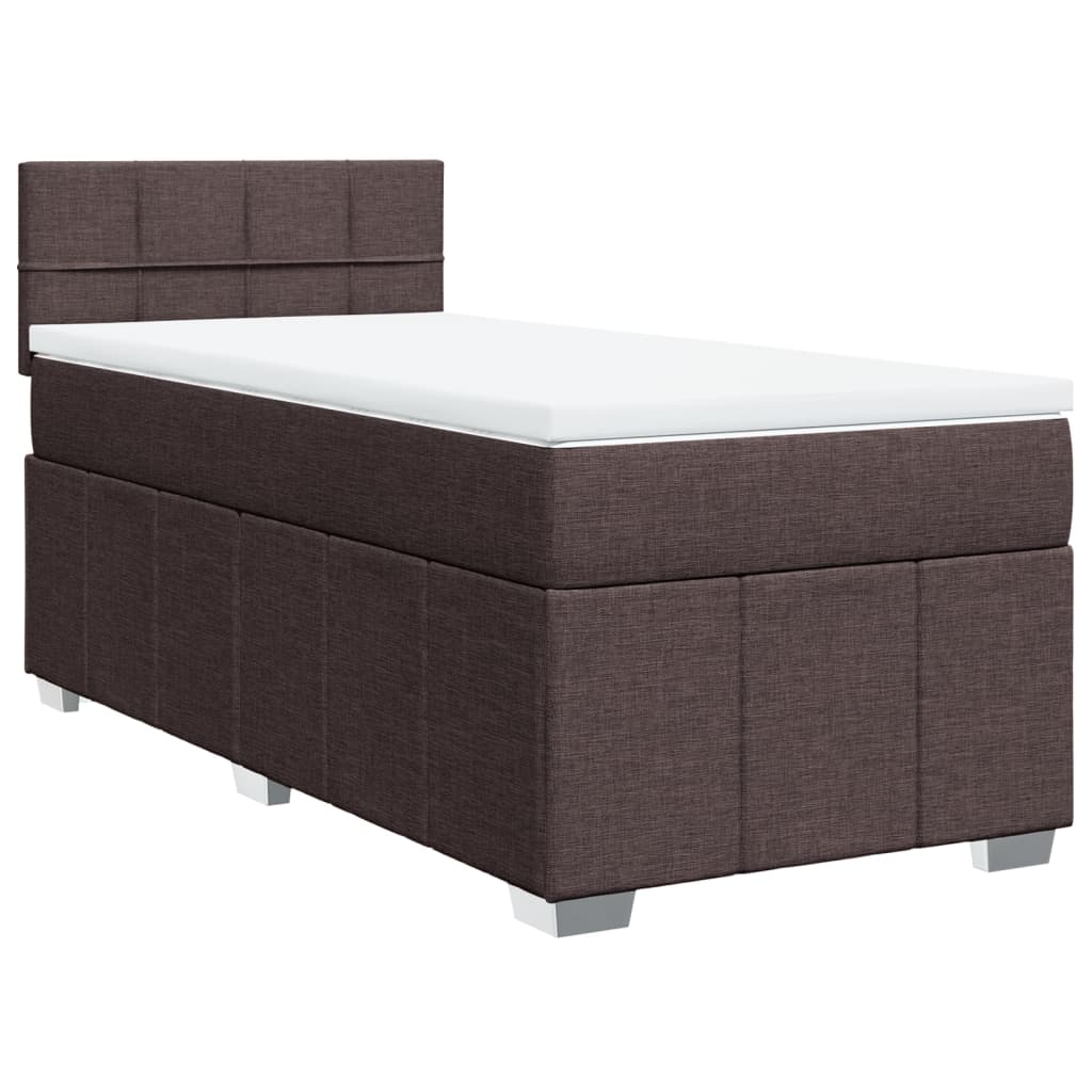Boxspring met matras stof donkerbruin 100x200 cm