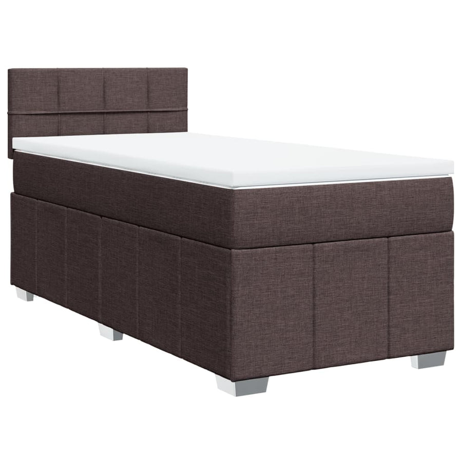Boxspring met matras stof donkerbruin 100x200 cm