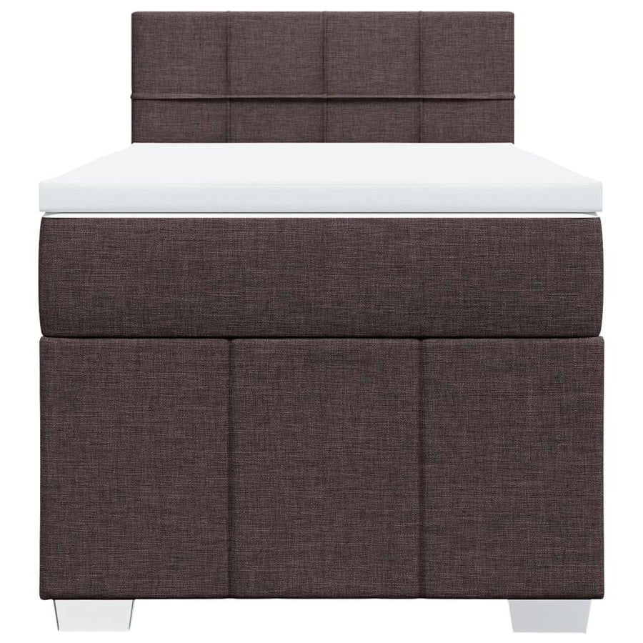 Boxspring met matras stof donkerbruin 100x200 cm