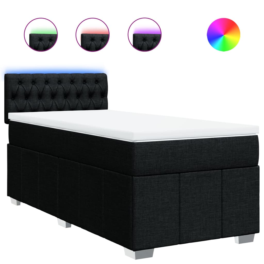 Boxspring met matras stof zwart 100x200 cm