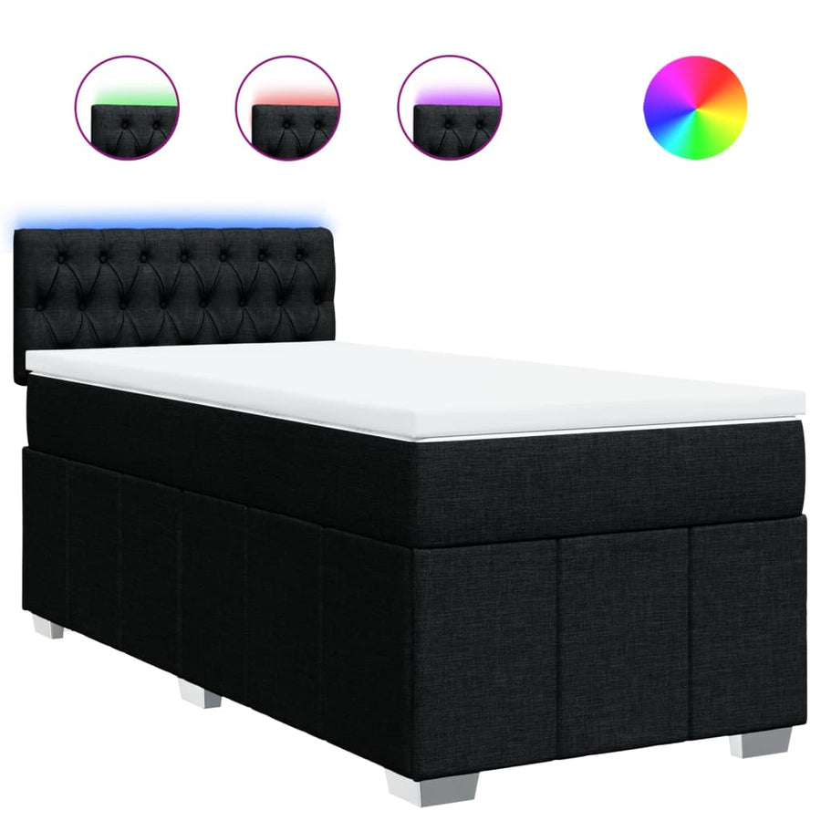 Boxspring met matras stof zwart 100x200 cm