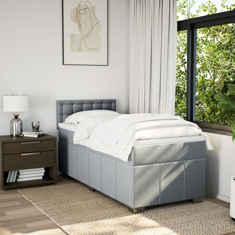 Boxspring Met Matras Stof Lichtgrijs 100X200 Cm
