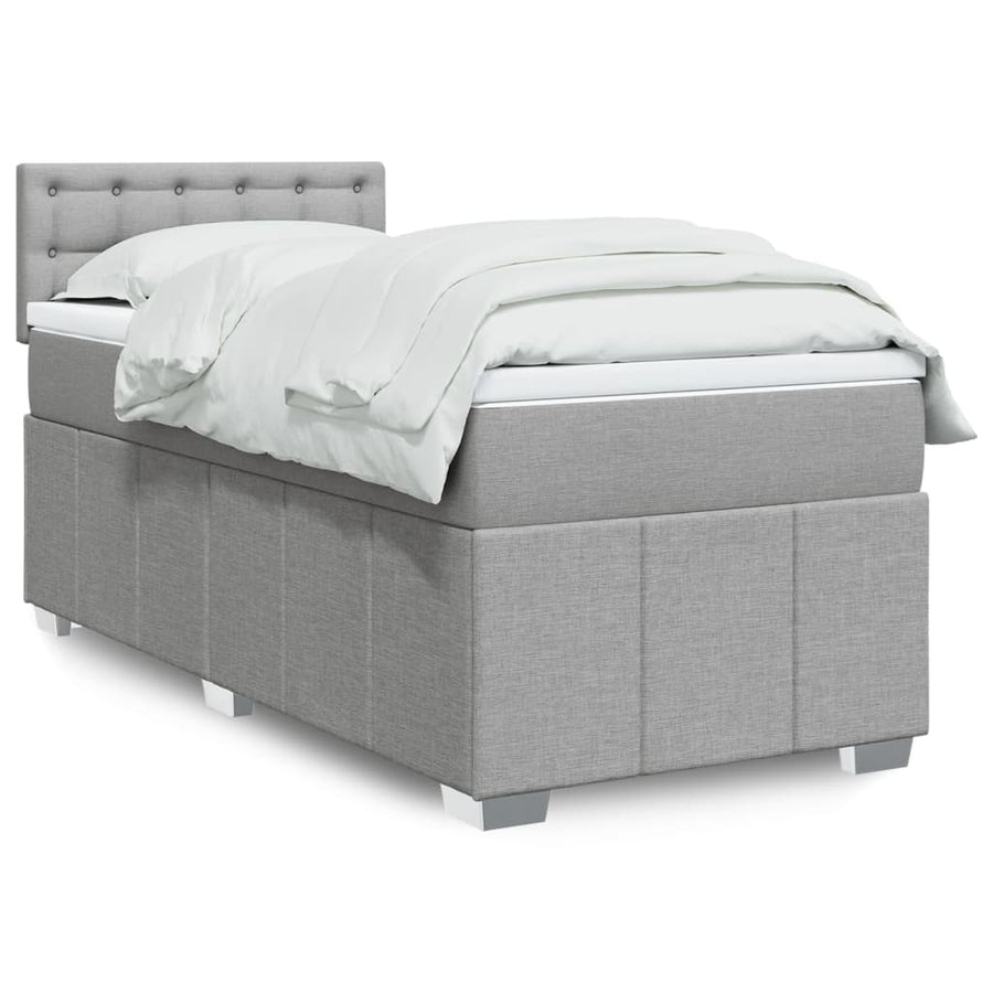 Boxspring Met Matras Stof Lichtgrijs 100X200 Cm
