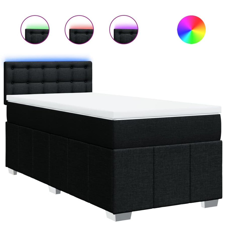 Boxspring met matras stof zwart 100x200 cm
