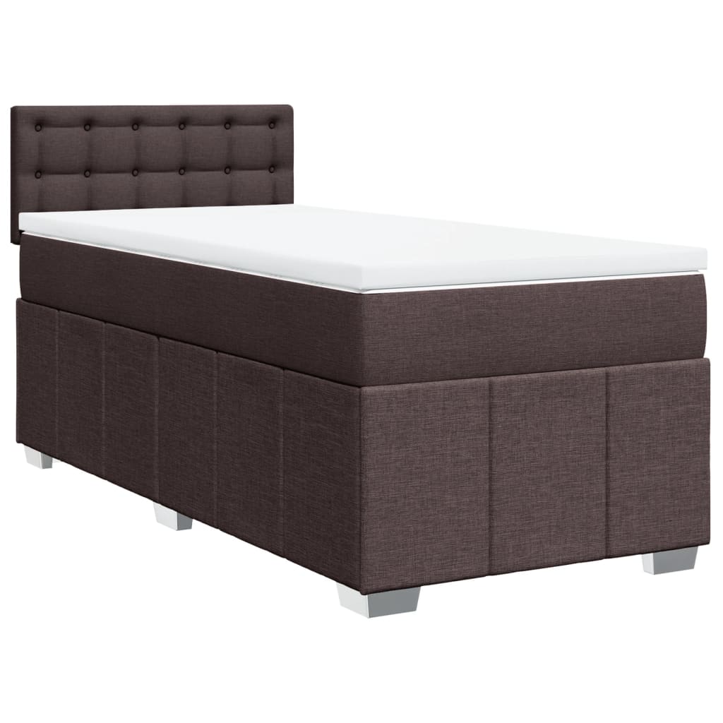 Boxspring met matras stof donkerbruin 100x200 cm
