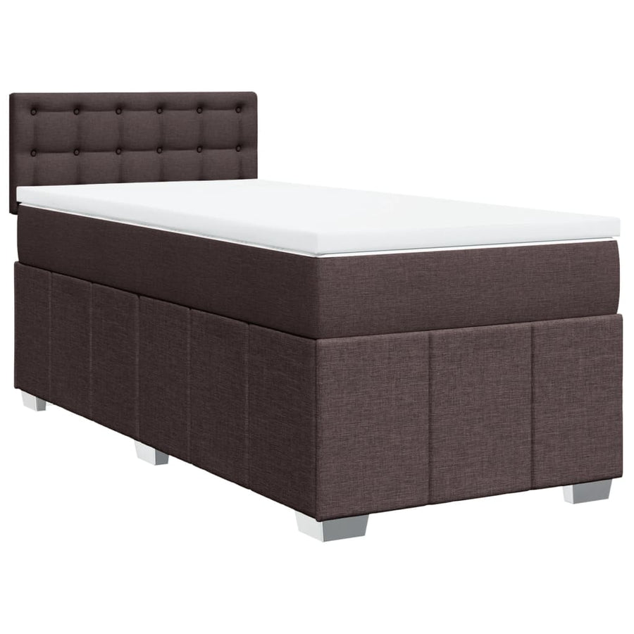 Boxspring met matras stof donkerbruin 100x200 cm
