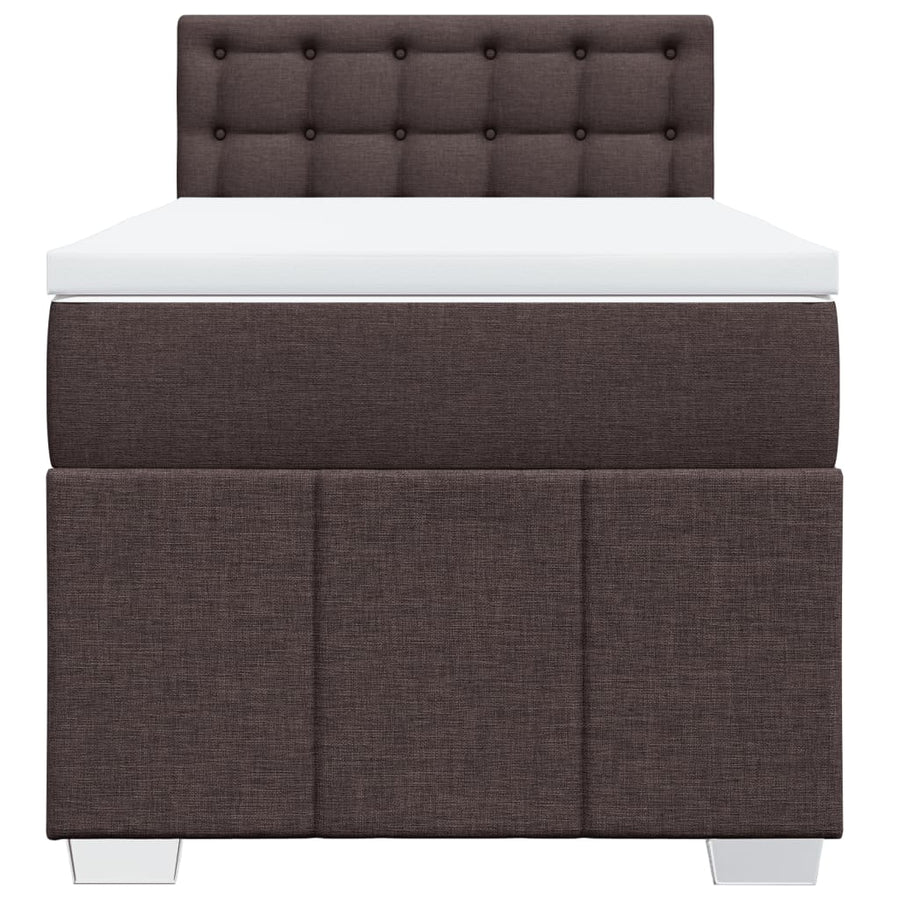 Boxspring met matras stof donkerbruin 100x200 cm