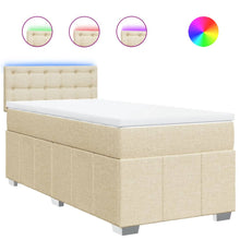 Boxspring met matras stof crèmekleurig 100x200 cm