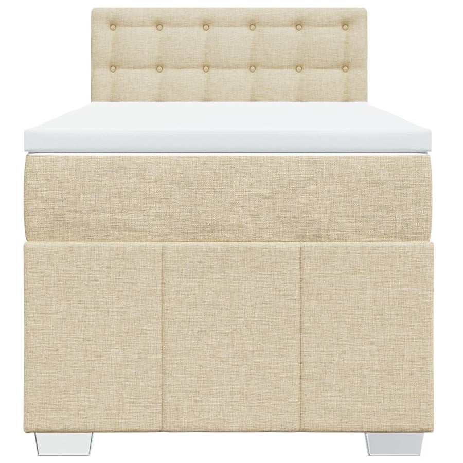 Boxspring met matras stof crèmekleurig 100x200 cm