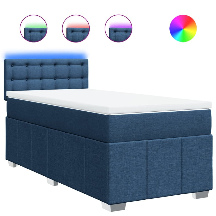 Boxspring met matras stof blauw 100x200 cm