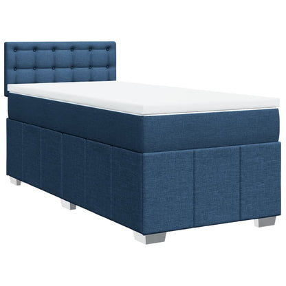 Boxspring met matras stof blauw 100x200 cm