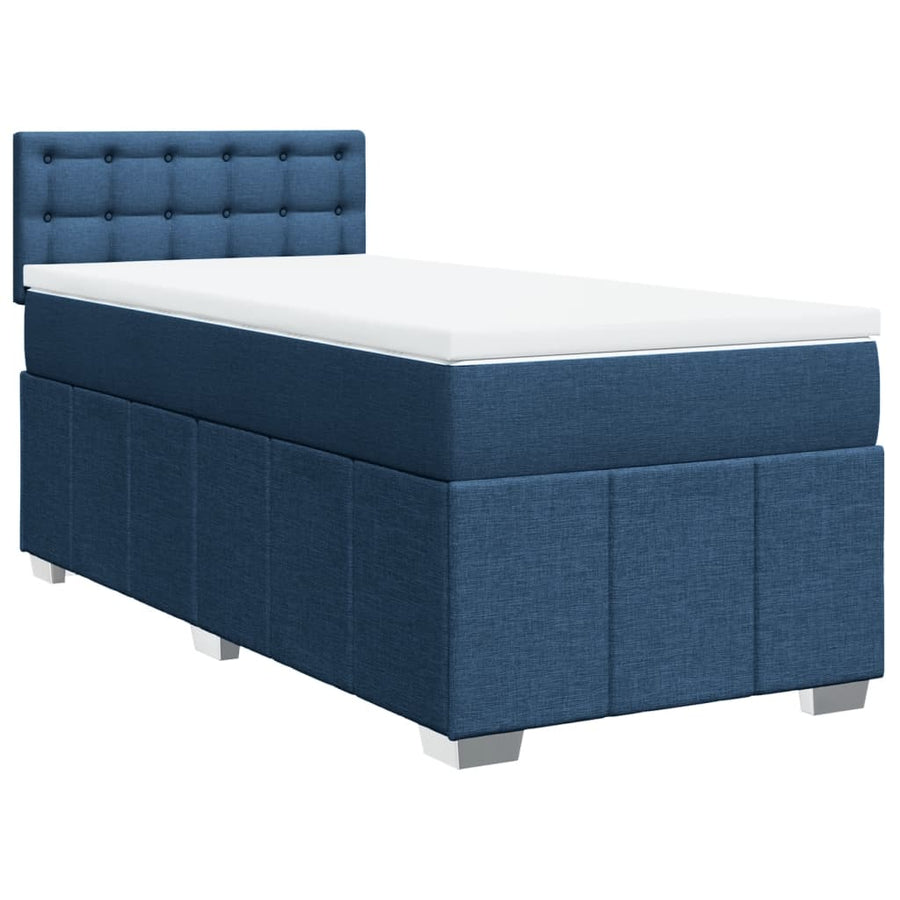Boxspring met matras stof blauw 100x200 cm
