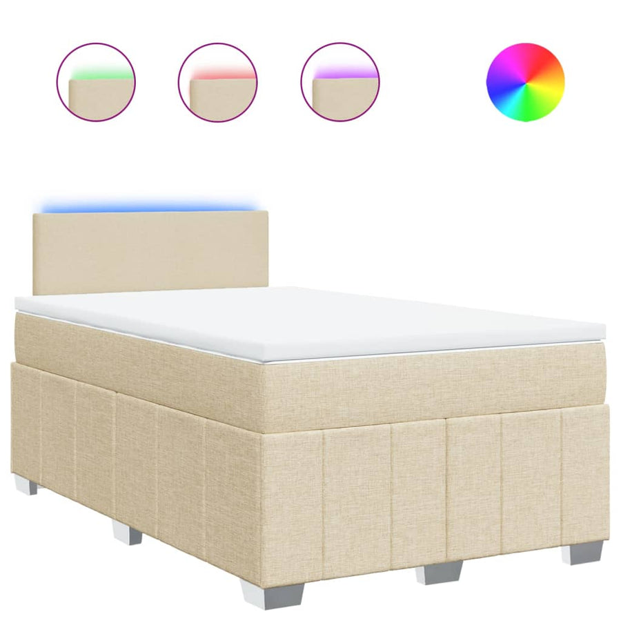 Boxspring met matras stof crèmekleurig 120x190 cm