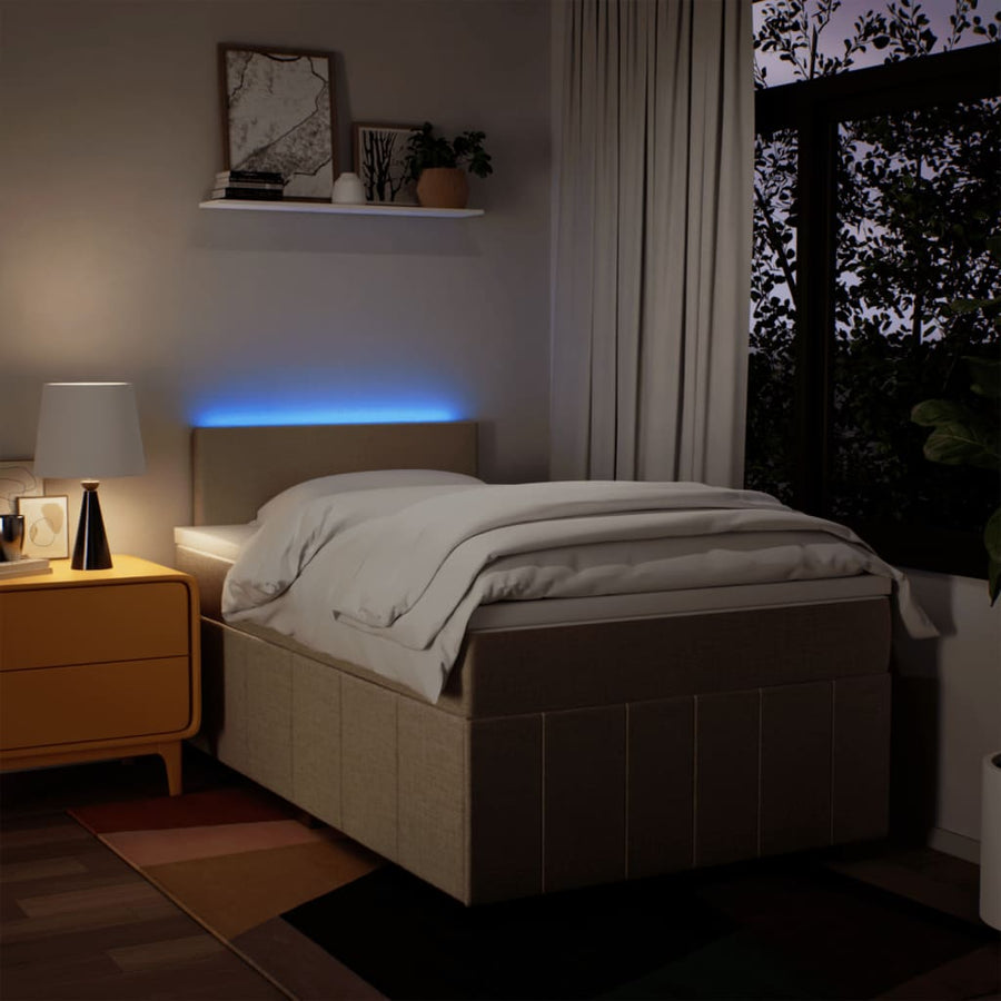 Boxspring met matras stof crèmekleurig 120x190 cm