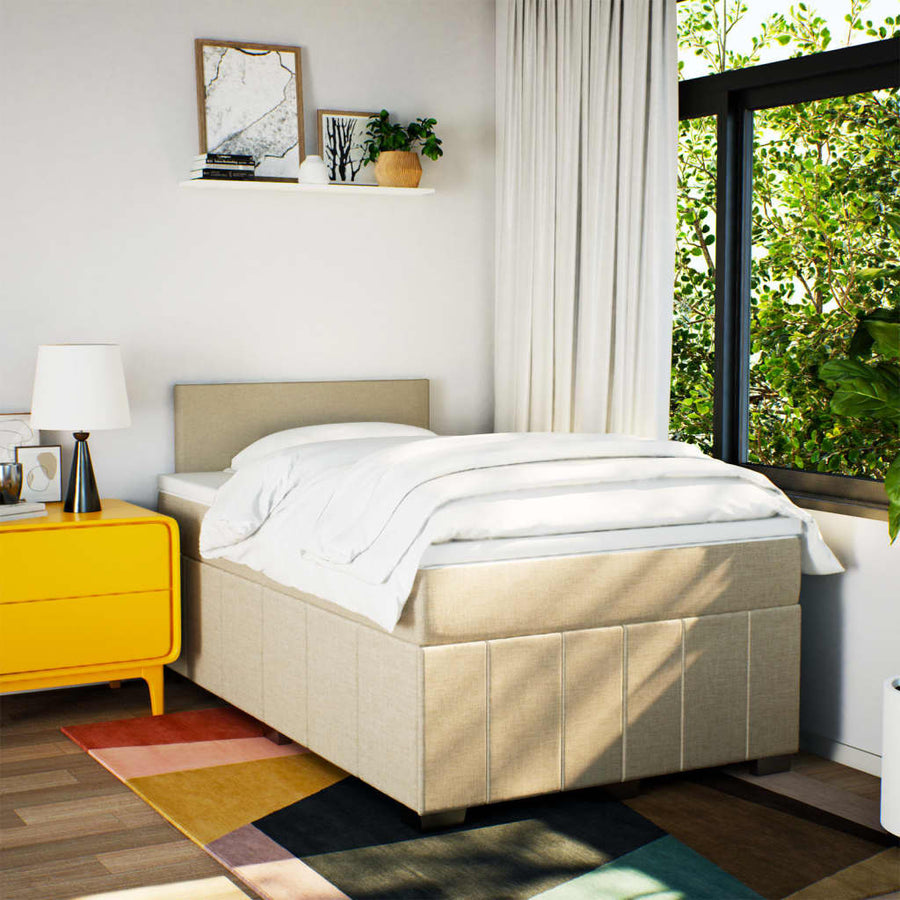 Boxspring met matras stof crèmekleurig 120x190 cm