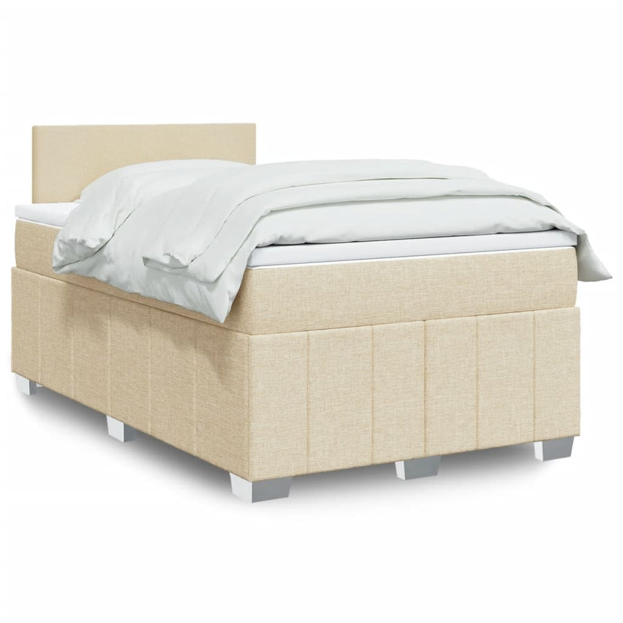 Boxspring met matras stof crèmekleurig 120x190 cm