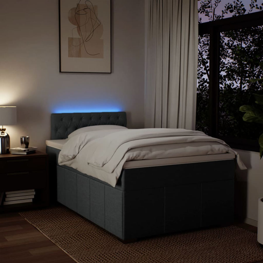 Boxspring met matras stof donkergrijs 120x190 cm