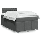 Box spring with mattress fabric dark grey 120x190 cm
