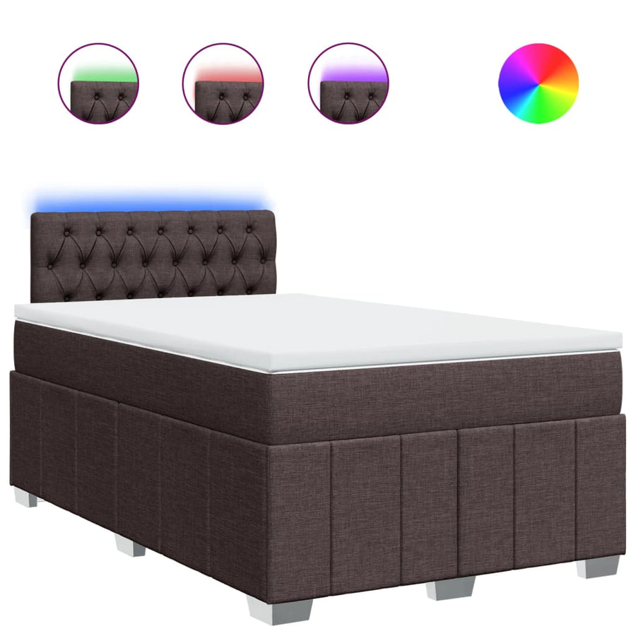 Boxspring met matras stof donkerbruin 120x190 cm