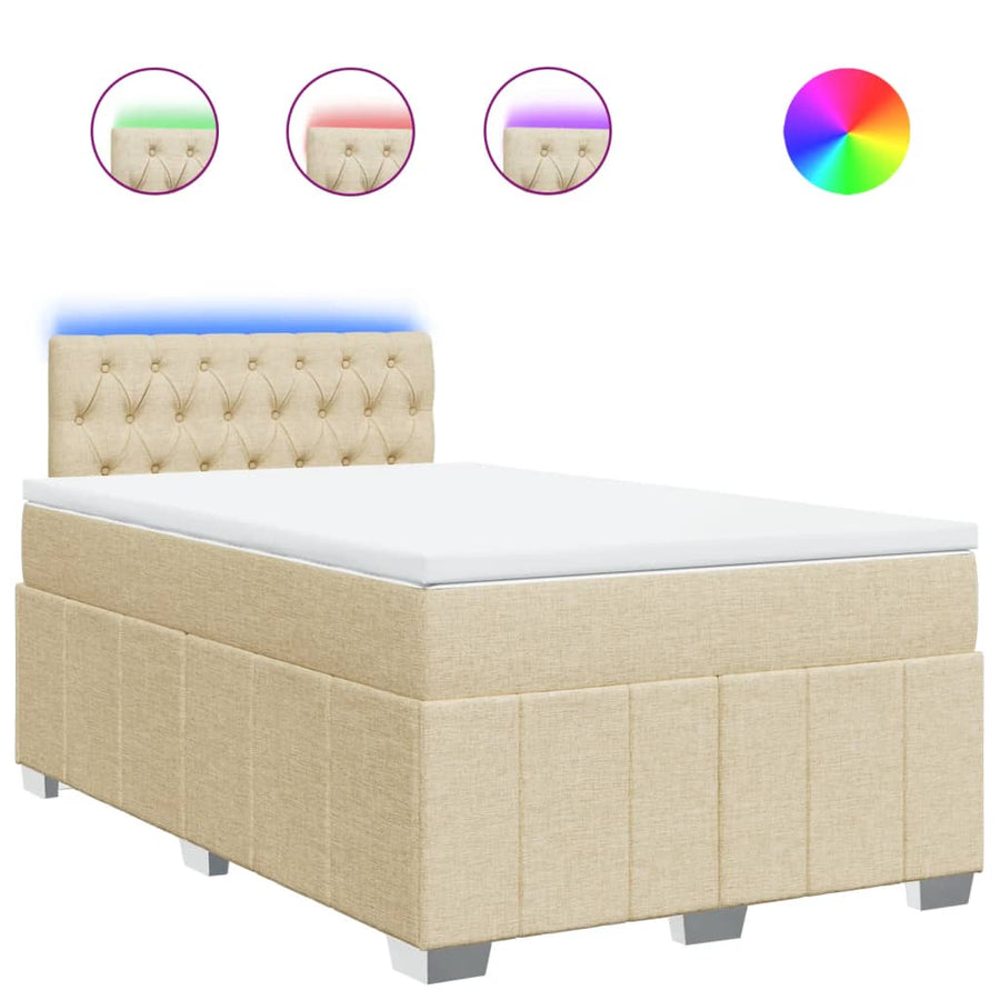 Boxspring met matras stof crèmekleurig 120x190 cm
