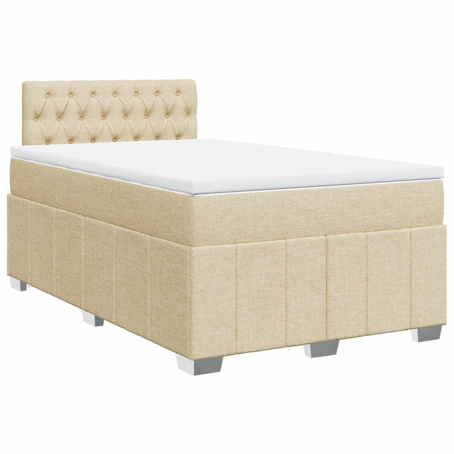 Boxspring met matras stof crèmekleurig 120x190 cm