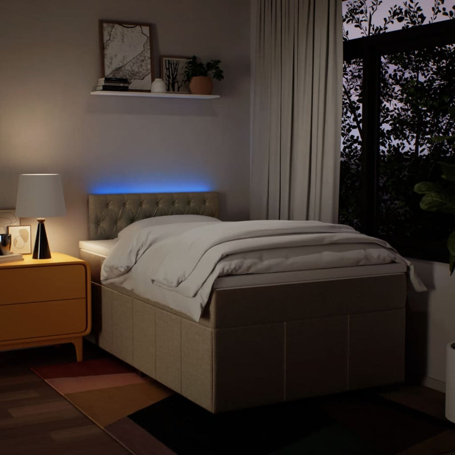 Boxspring met matras stof crèmekleurig 120x190 cm