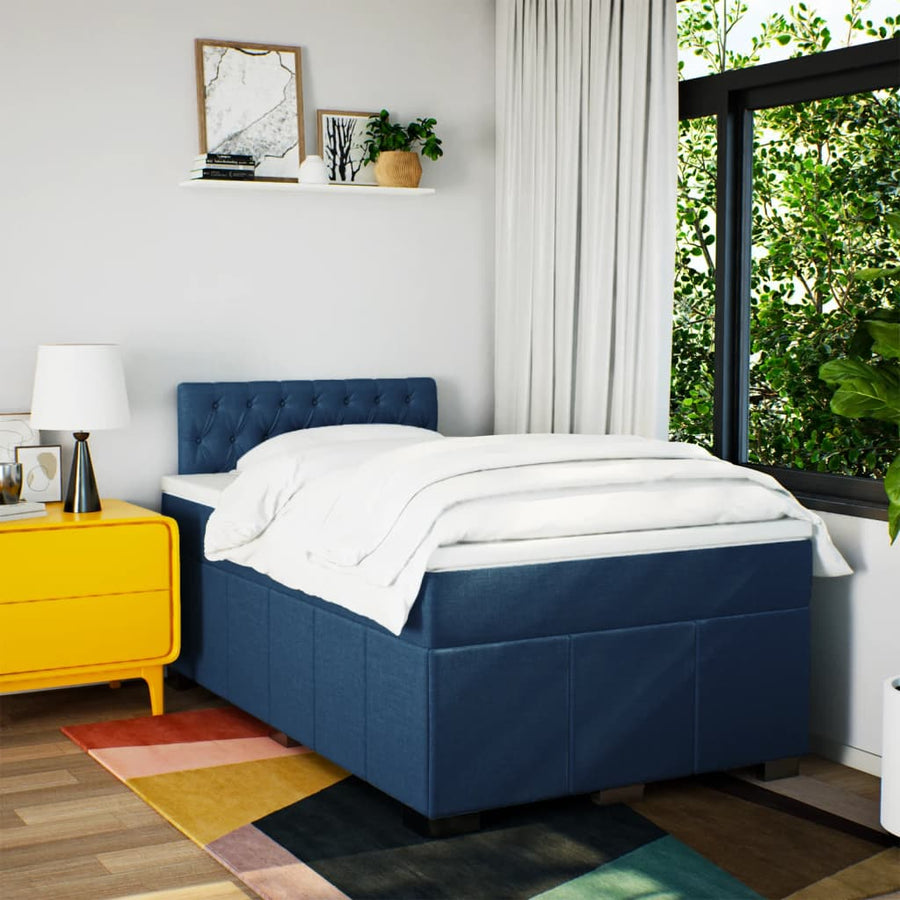 Boxspring Met Matras Stof 120 x 190 cm Blauw