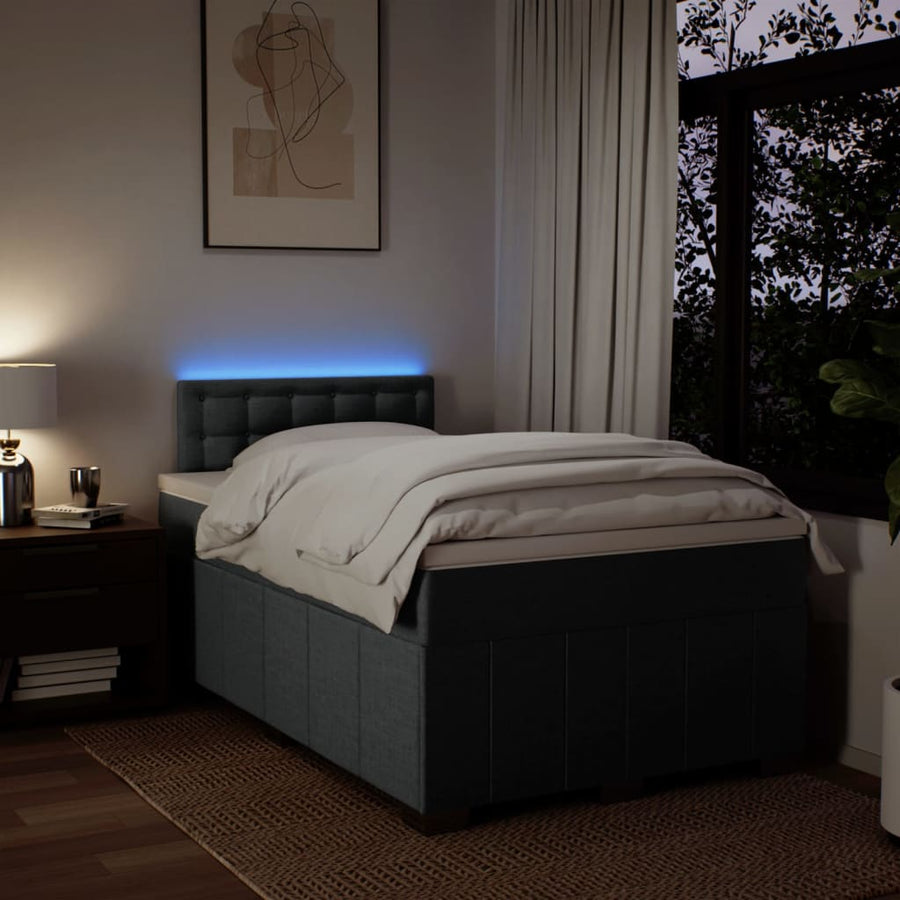 Boxspring met matras stof donkergrijs 120x190 cm