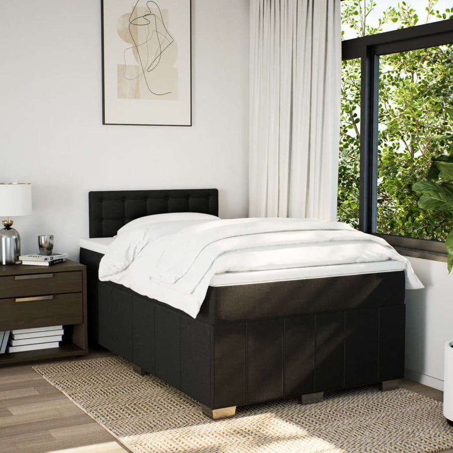 Boxspring met matras stof zwart 120x190 cm