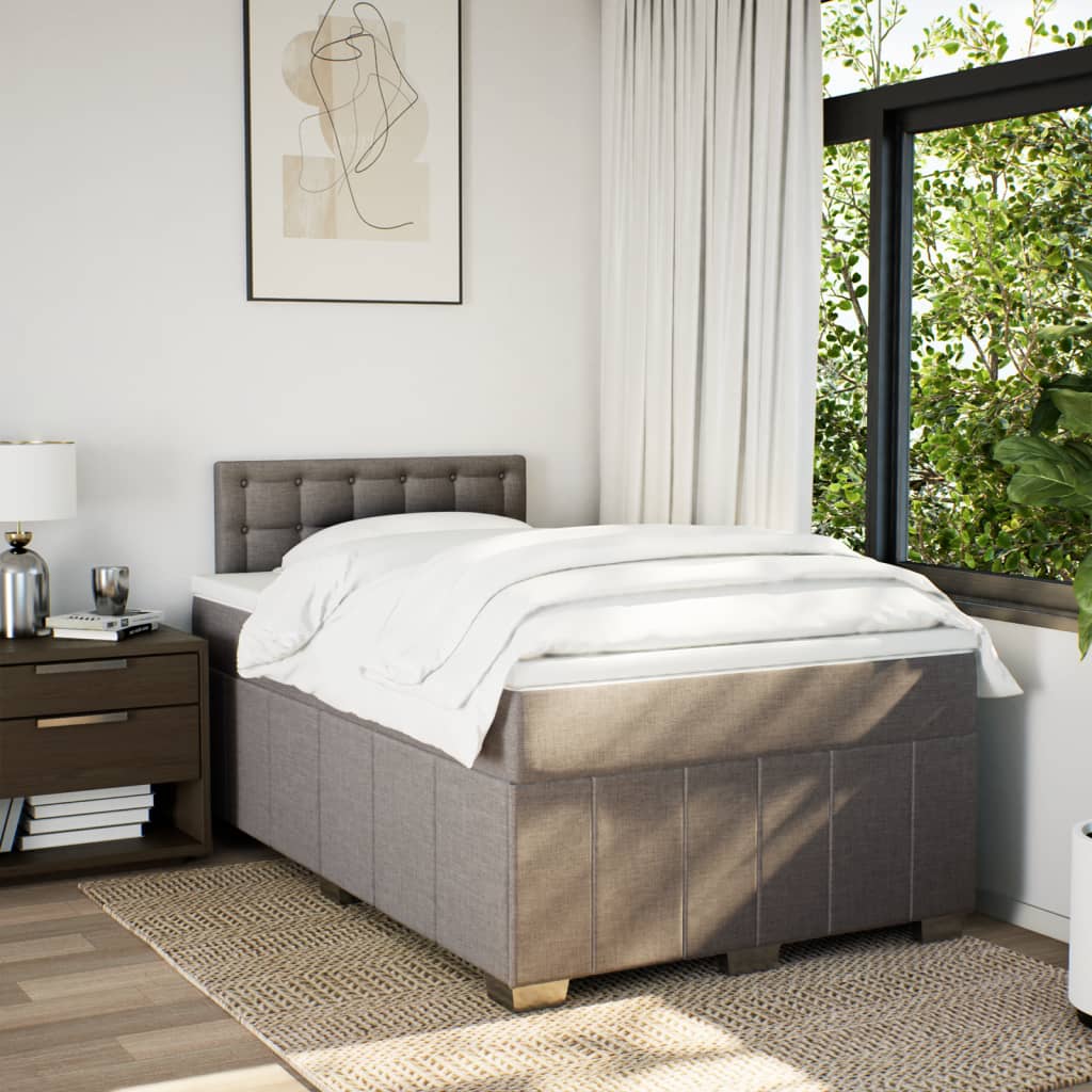 Boxspring met matras stof taupe 120x190 cm