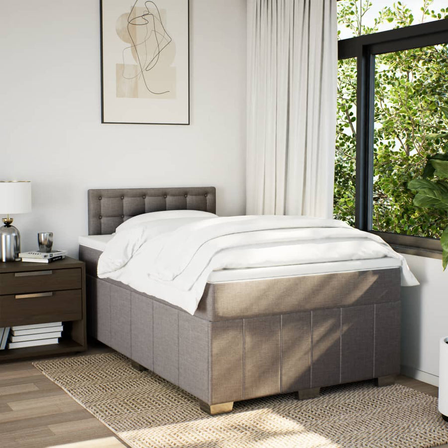 Boxspring met matras stof taupe 120x190 cm