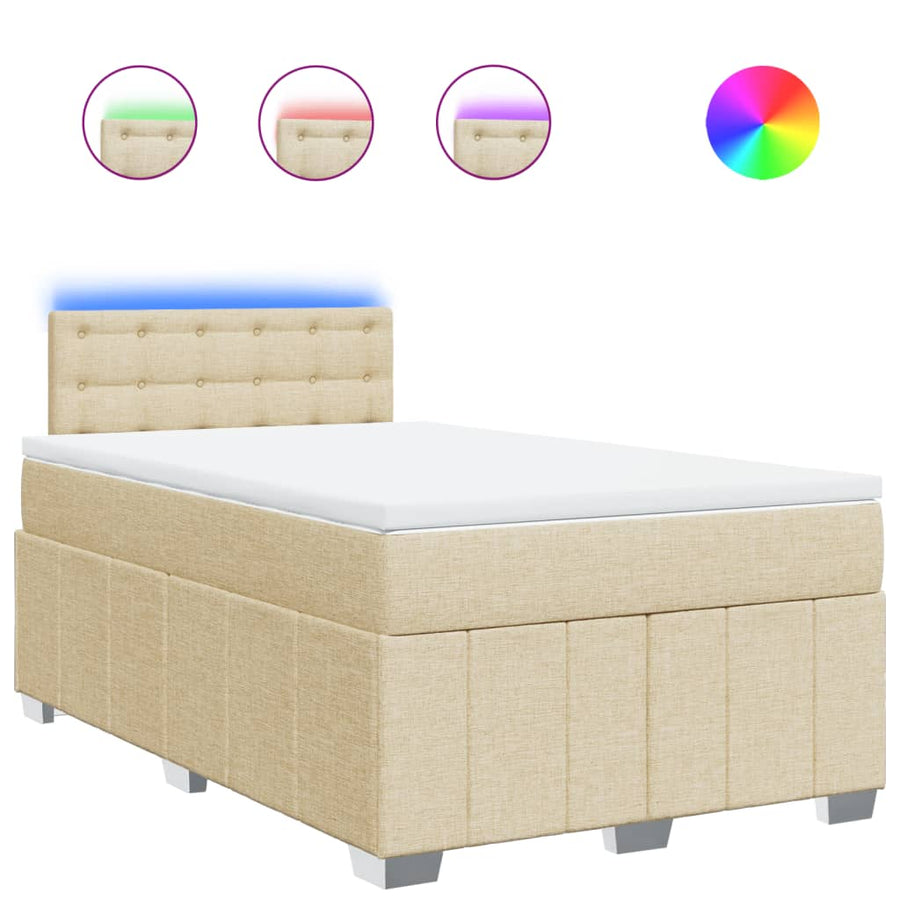 Boxspring met matras stof crèmekleurig 120x190 cm