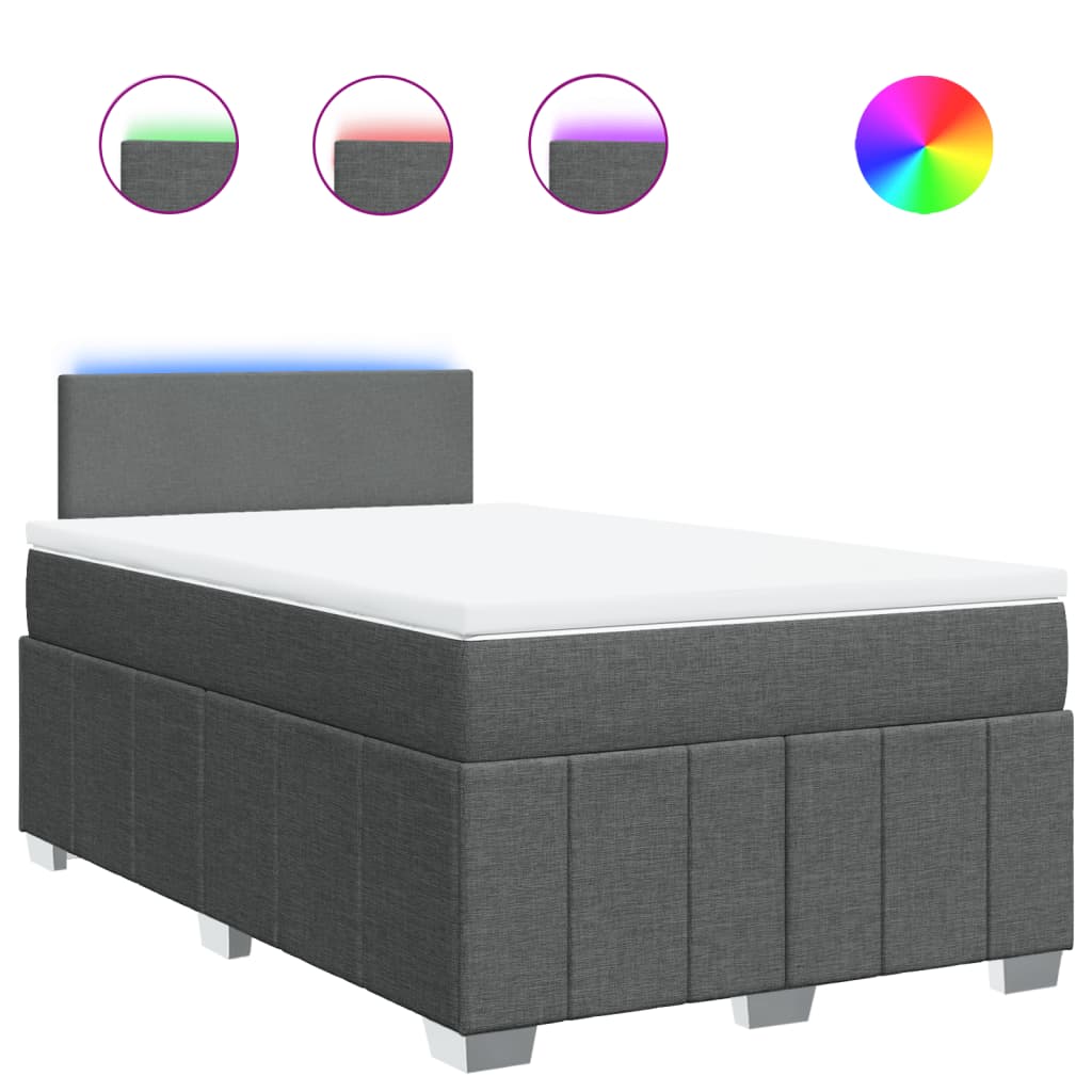 Boxspring met matras stof donkergrijs 120x200 cm