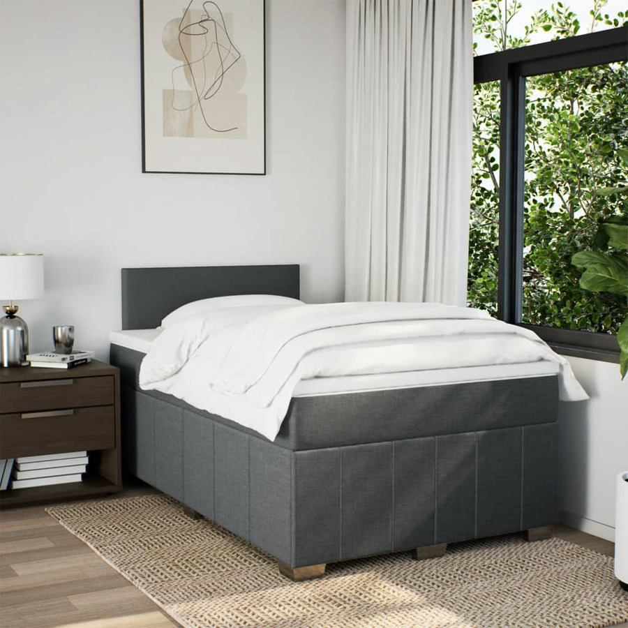 Boxspring met matras stof donkergrijs 120x200 cm