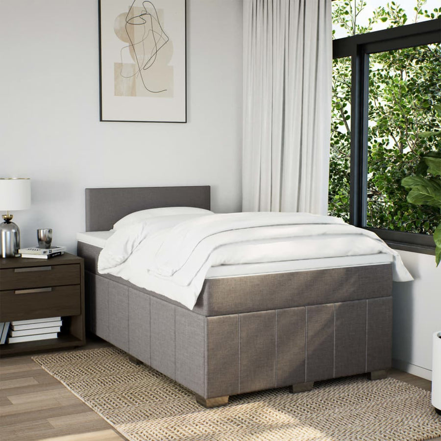 Boxspring met matras stof taupe 120x200 cm