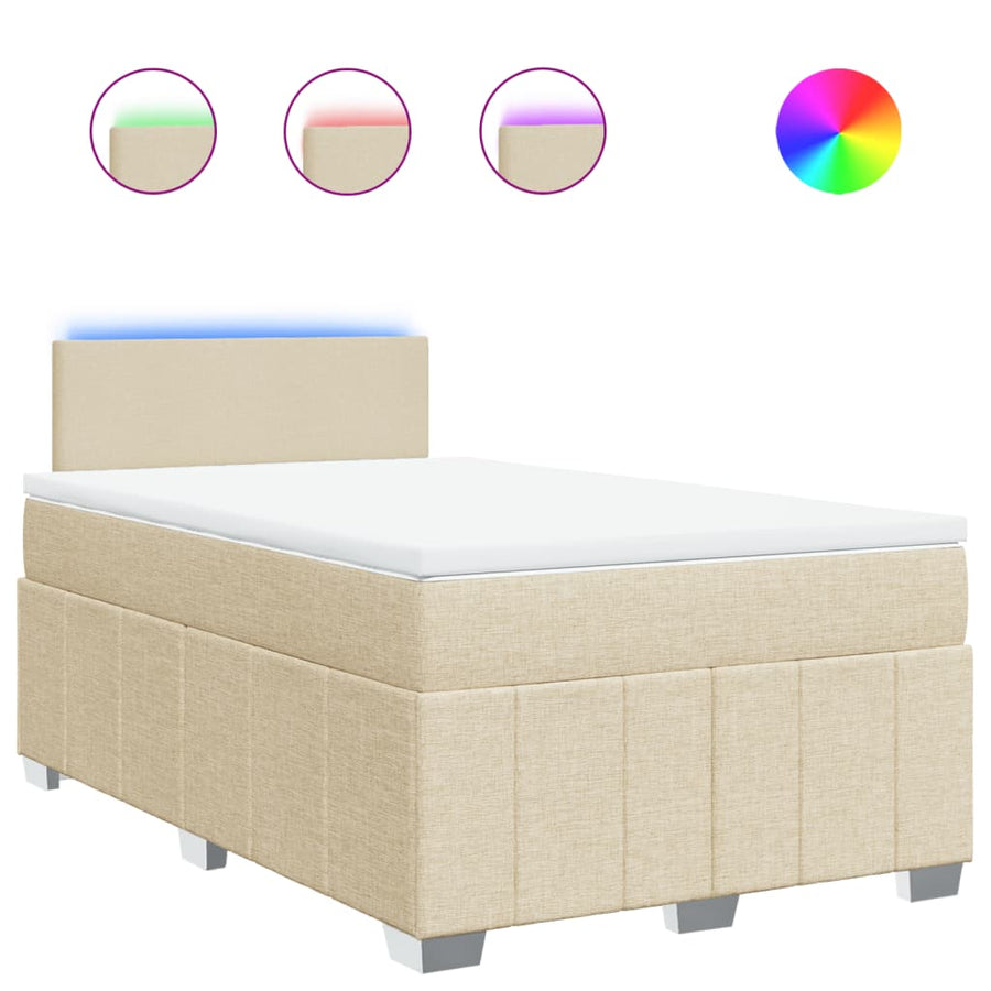 Boxspring met matras stof crèmekleurig 120x200 cm